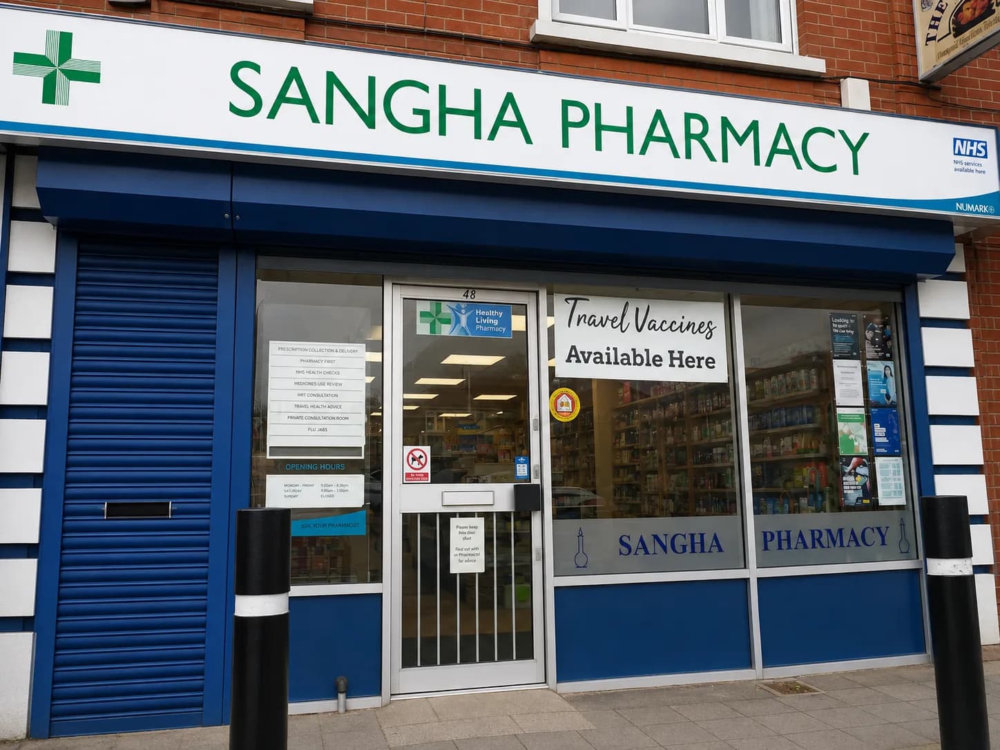 Exterior of Sangha Pharmacy in Southampton
